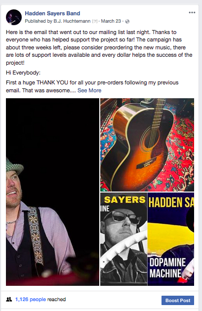 Hadden Sayers Band Indiegogo FBshot